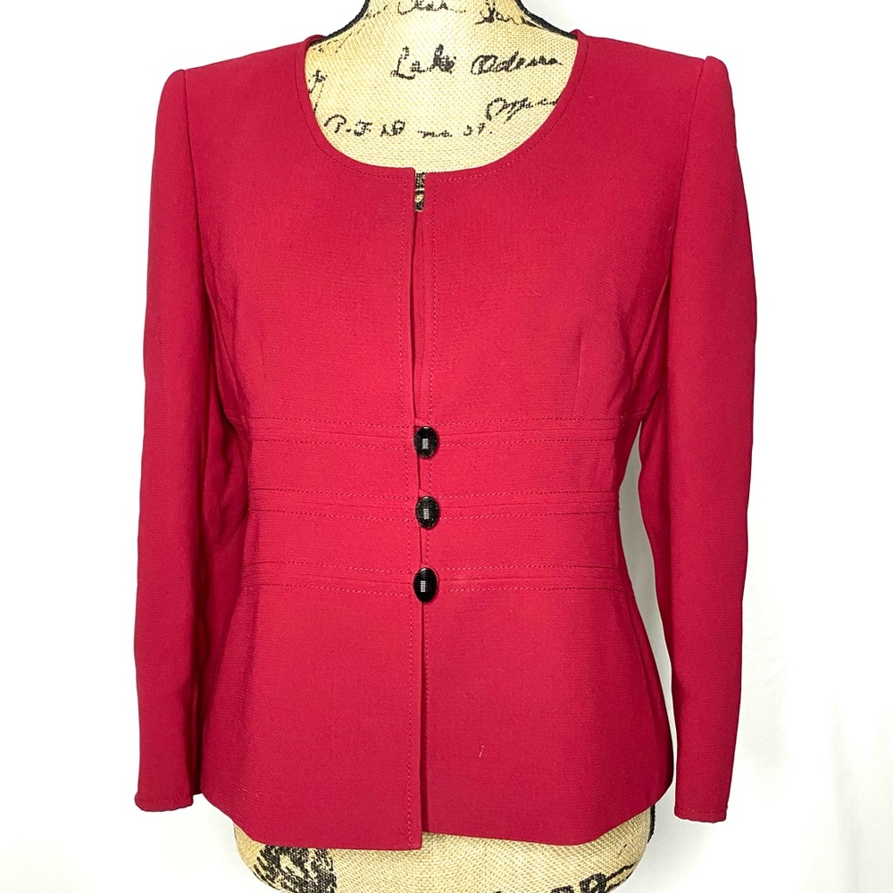 Tahari Red Blazer Jacket Top